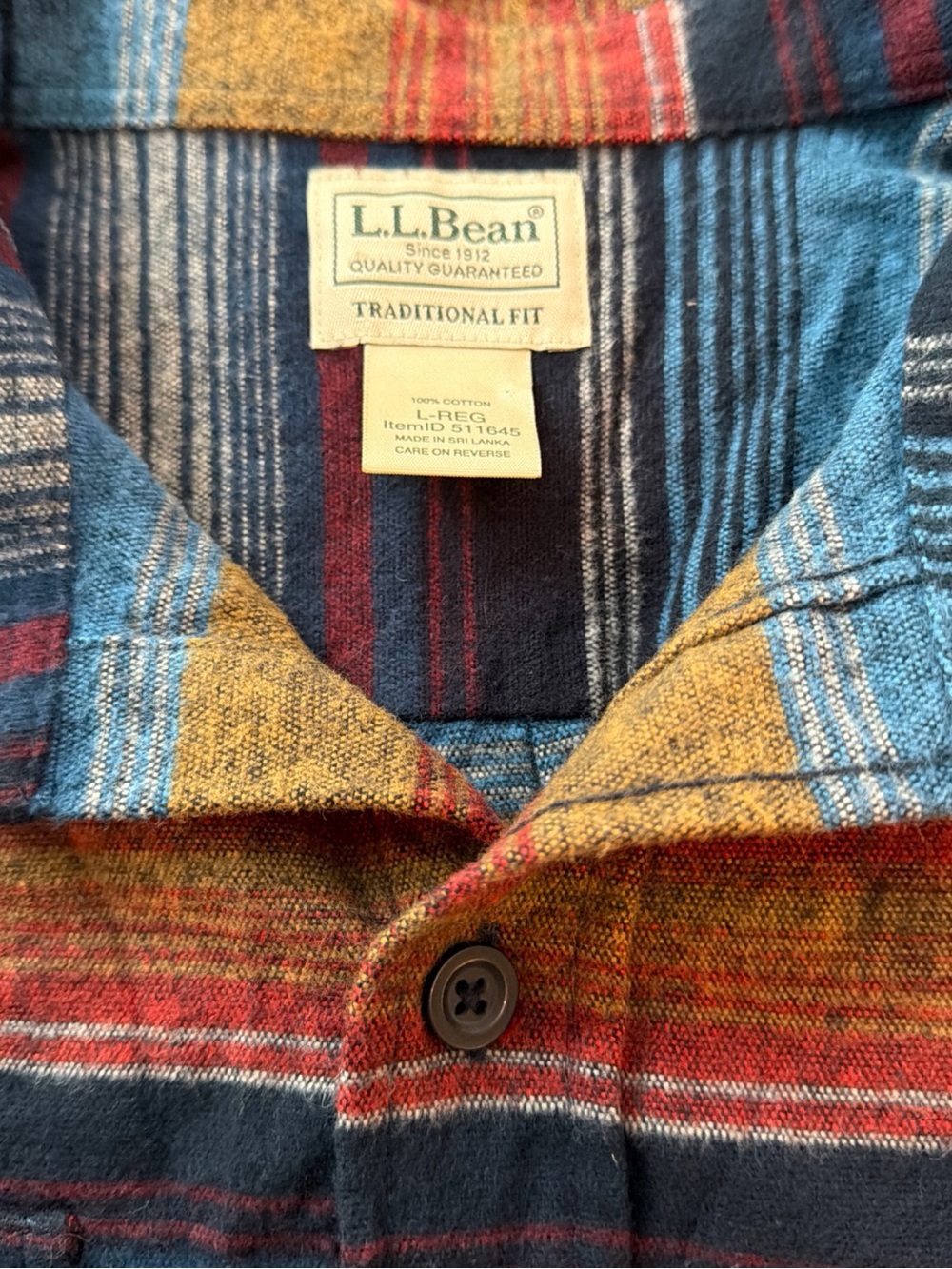 Men's L.L. Bean Chamois Flannel Shirt Southwest/Aztec Stripe Pattern Size L - Picture 13 of 13
